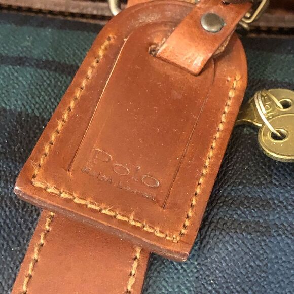 W RALPH LAUREN Black Watch Boston Travel Bag Coated Canvas Waxed Leather 52cm - Picture 6 of 17